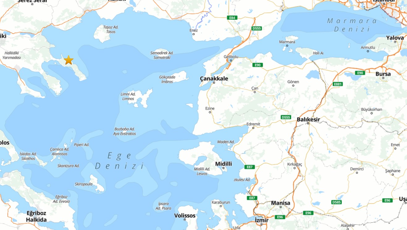 Ege Denizi’nde 4.8 büyüklüğünde deprem